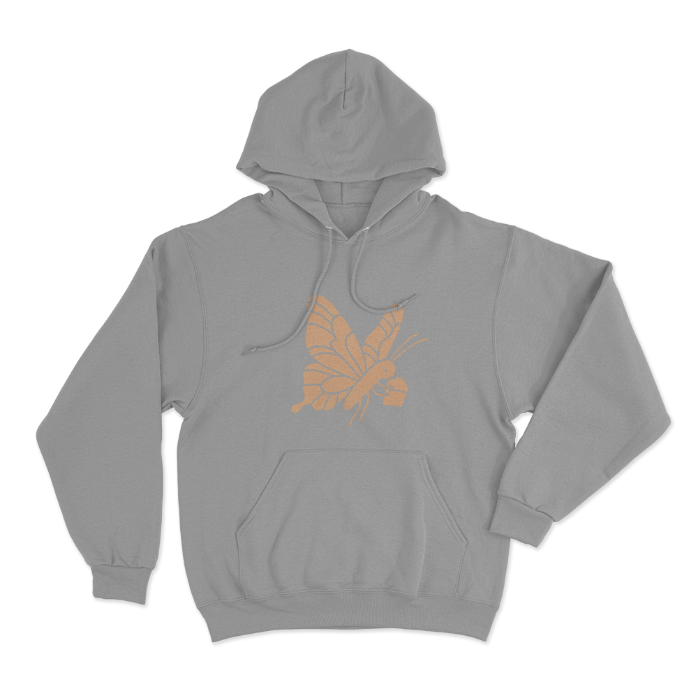Butterfly Tag Unisex Hoodie Grey Butterfly Tag Unisex Hoodie Grey