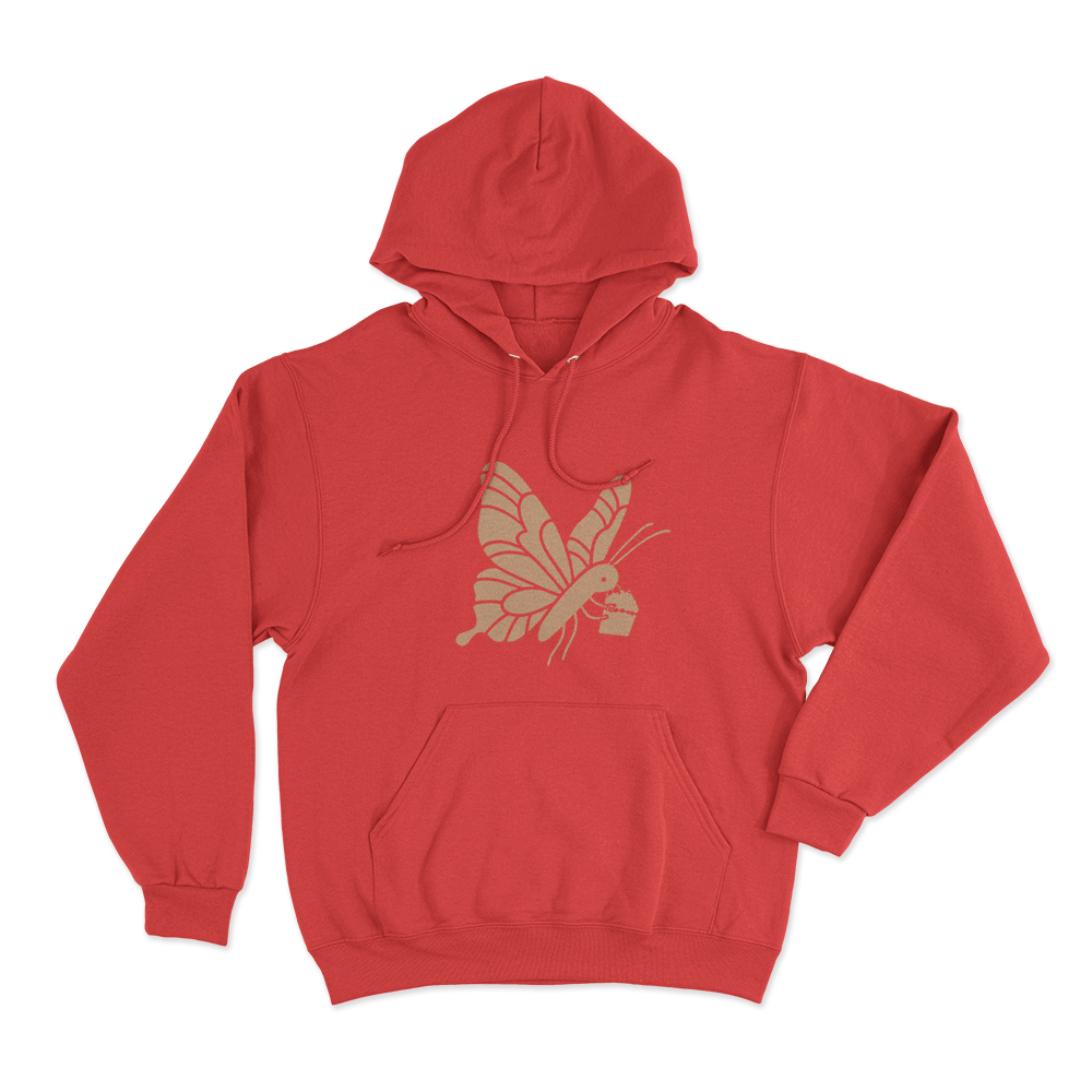 Butterfly Tag Unisex Hoodie Red Butterfly Tag Unisex Hoodie Red