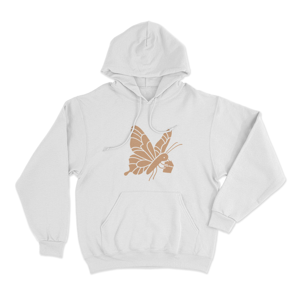 Butterfly Tag Unisex Hoodie White Butterfly Tag Unisex Hoodie White