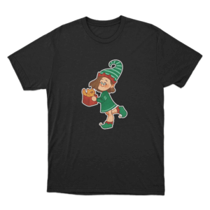 Christmas Elf Cat Present Unisex T Shirt Black