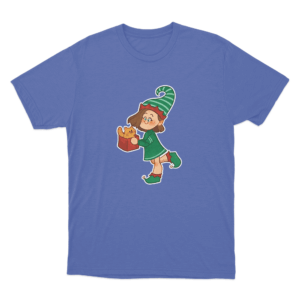 Christmas Elf Cat Present Unisex T Shirt Blue