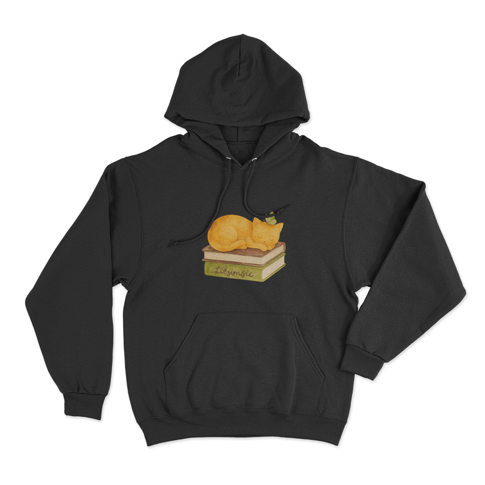 Lilsimsie Cozy Cat Nap Unisex Hoodie Black Lilsimsie Cozy Cat Nap Unisex Hoodie Black