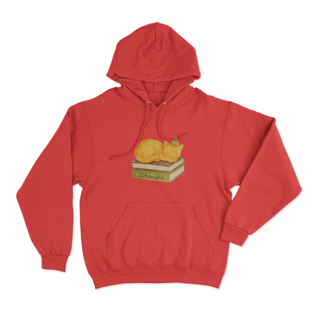 Lilsimsie Cozy Cat Nap Unisex Hoodie Red Lilsimsie Cozy Cat Nap Unisex Hoodie Red