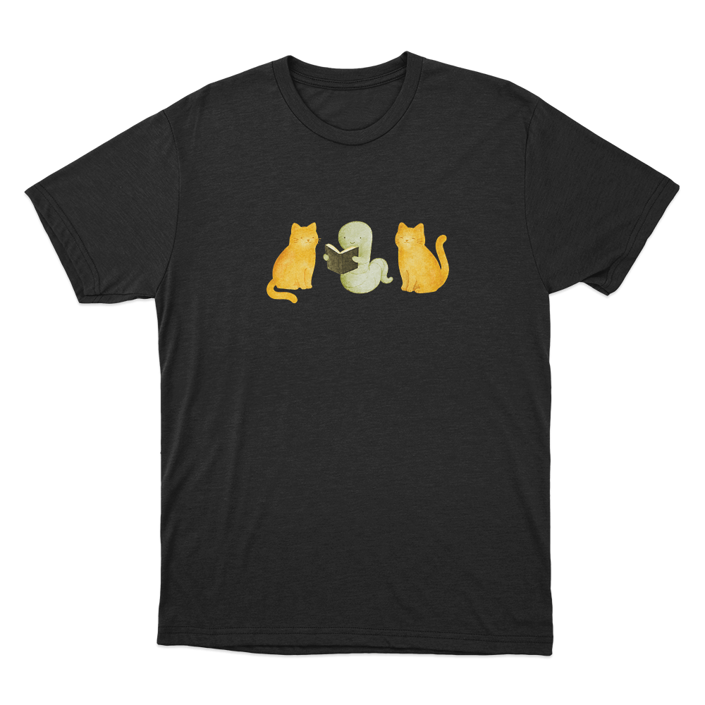 Lilsimsie Cute Cats Reading Unisex T Shirt Black Lilsimsie Cute Cats Reading Unisex T Shirt Black