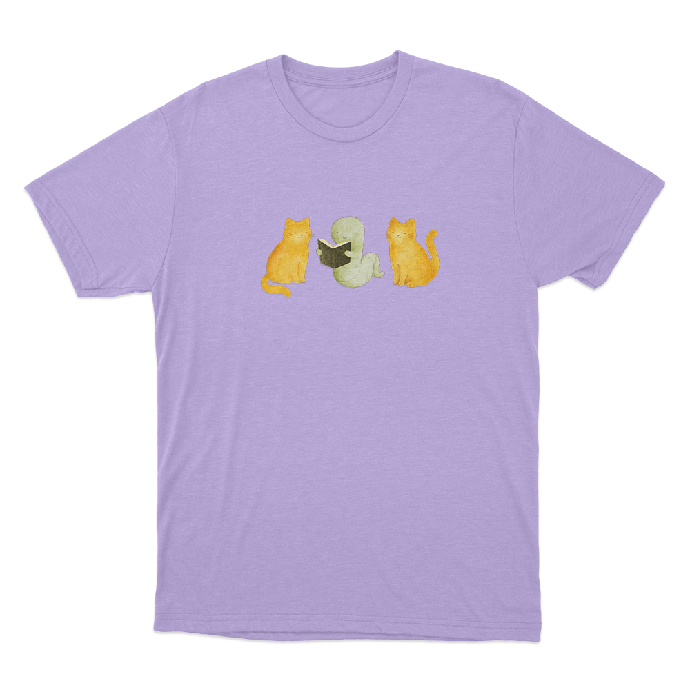 Lilsimsie Cute Cats Reading Unisex T Shirt Purple Lilsimsie Cute Cats Reading Unisex T Shirt Purple