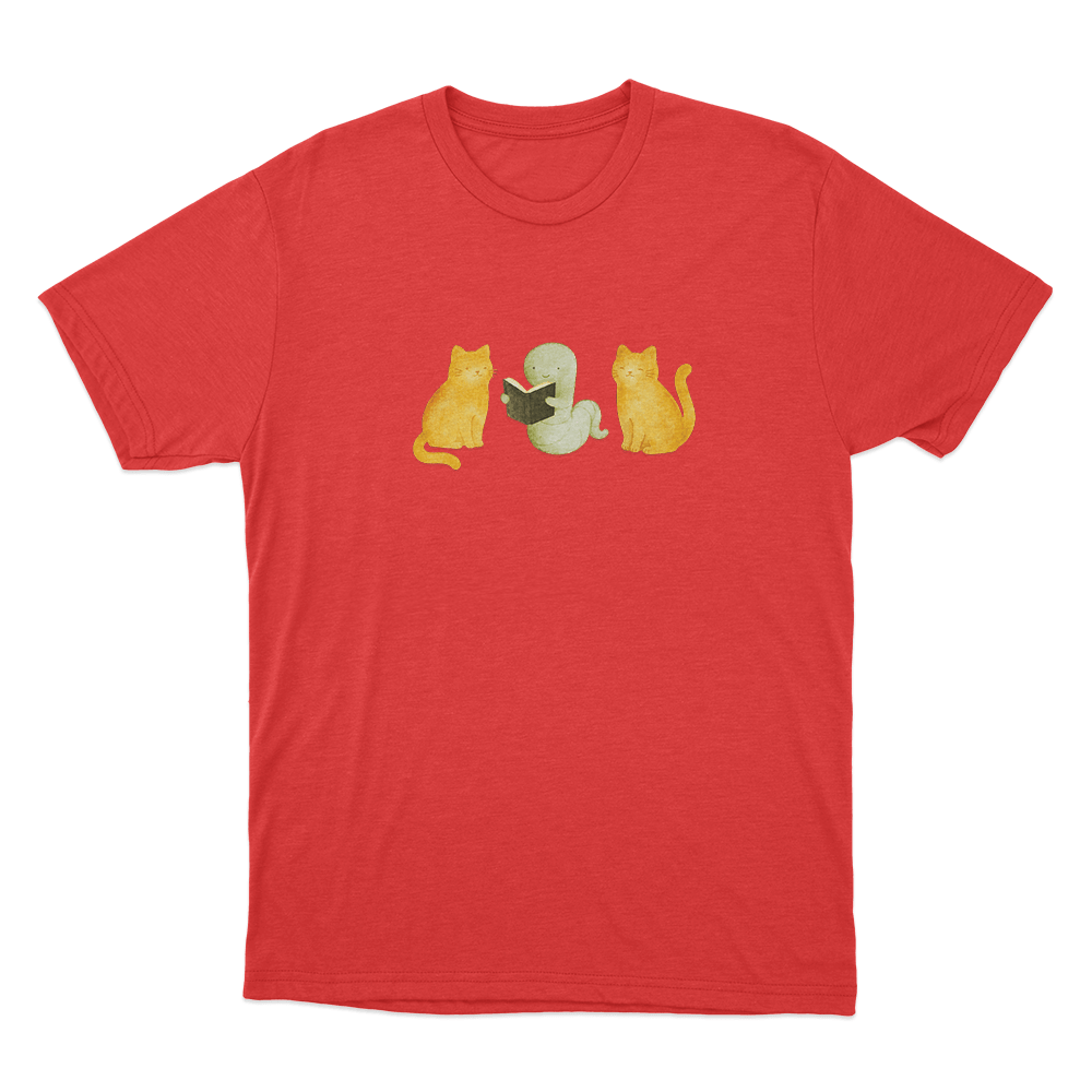 Lilsimsie Cute Cats Reading Unisex T Shirt Red Lilsimsie Cute Cats Reading Unisex T Shirt Red