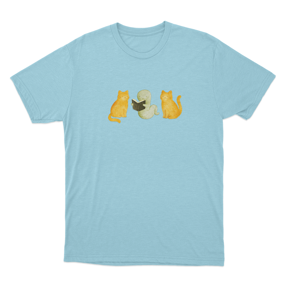 Lilsimsie Cute Cats Reading Unisex T Shirt Sky Blue Lilsimsie Cute Cats Reading Unisex T Shirt Sky Blue