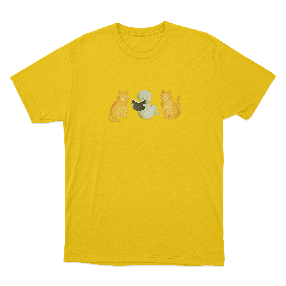 Lilsimsie Cute Cats Reading Unisex T Shirt Yellow Lilsimsie Cute Cats Reading Unisex T Shirt Yellow