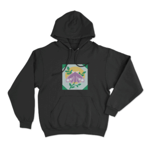 Moth Floral Moon Unisex Hoodie Black