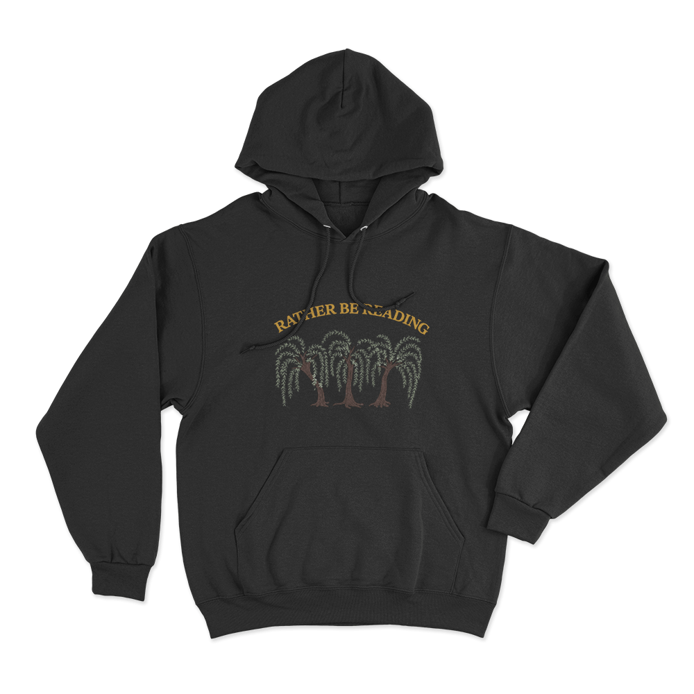 Rather Be Reading Trees Unisex Hoodie Black Rather Be Reading Trees Unisex Hoodie Black