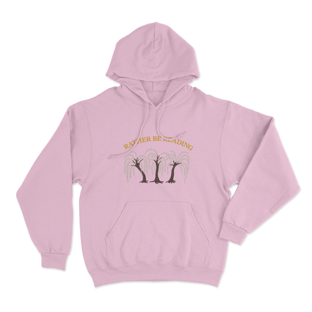 Rather Be Reading Trees Unisex Hoodie Pink Rather Be Reading Trees Unisex Hoodie Pink