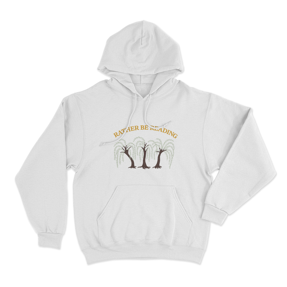 Rather Be Reading Trees Unisex Hoodie White Rather Be Reading Trees Unisex Hoodie White